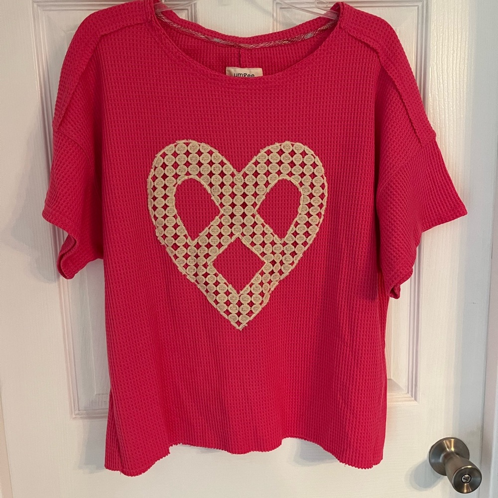 Umgee Hot Pink waffle knit Top size S/M